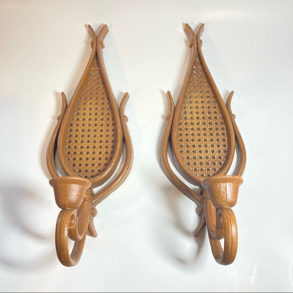 Vintage Accents Vintage Homco Rattan Wicker Teardrop Wall Candle
